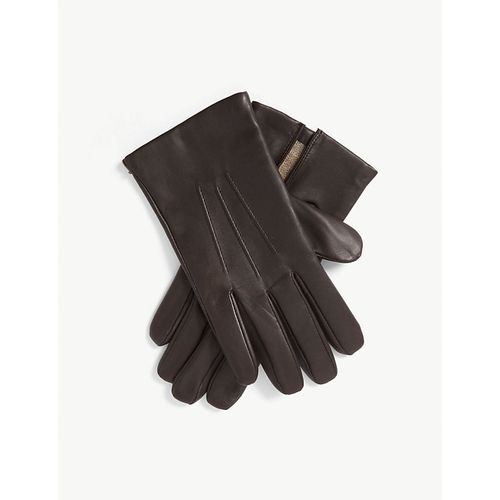 Mens Brown Bath Cashmere-lined Leather Gloves