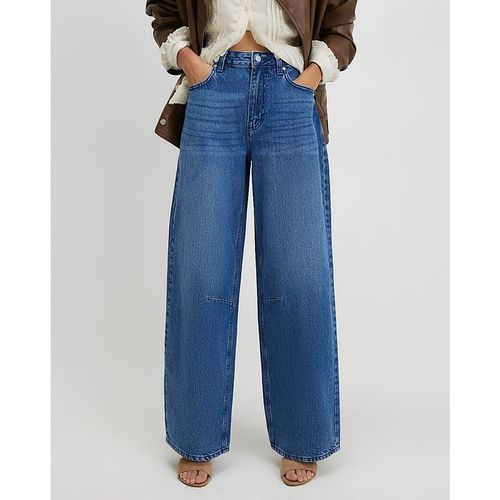 River Island Womens Wide Leg Jeans Blue Baggy Fit Cotton - 10 Short