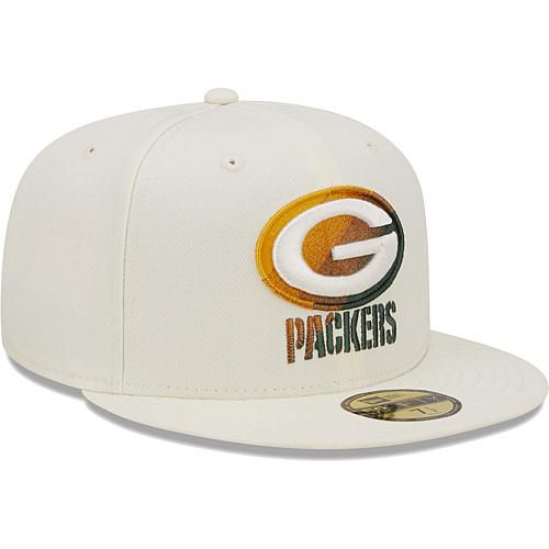 Men's Cream Green Bay Packers Chrome Color Dim 59FIFTY Fitted Hat