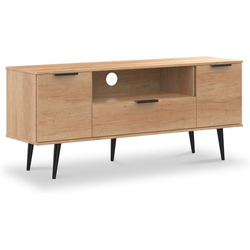 Asher Light Oak 2 Door 1 Drawer Wide TV Unit | Roseland
