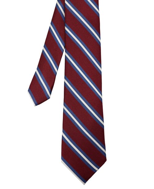 Men's Stripe Silk Tie - Burgundy Navy