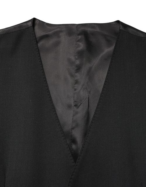 Wool Single Breasted Vest — Black