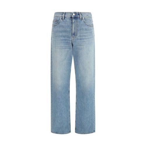 Cotton Straight-Leg Jeans — Blue