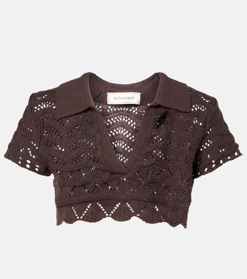 Coco open-knit cotton-blend crop top