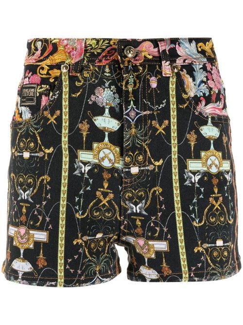 Baroque-print cotton shorts - Black