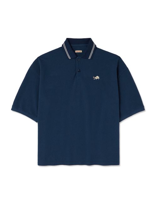 Box Striped Embroidered Cotton-Piqué Polo Shirt