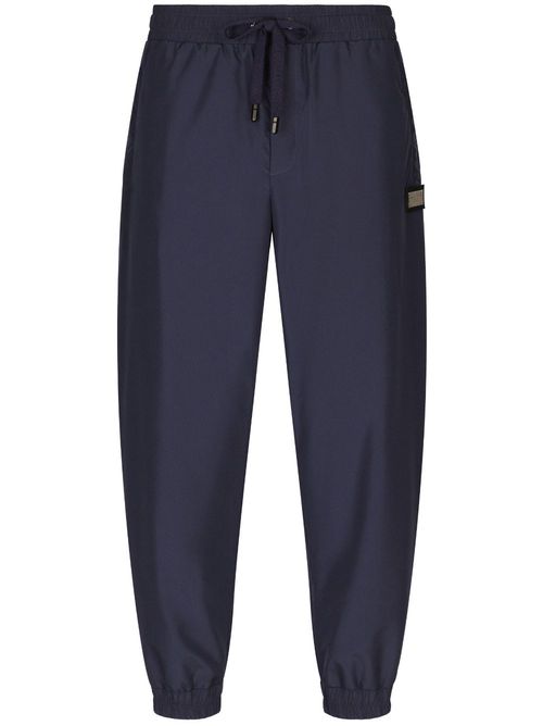 Logo-plaque drawstring track pants - Blue