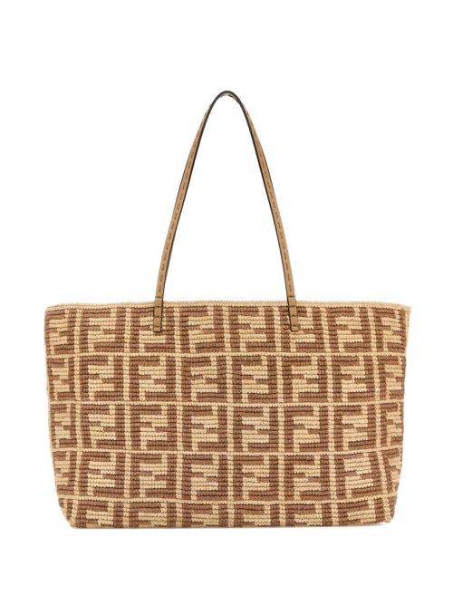 FENDI large embroidered tote bag - Neutrals