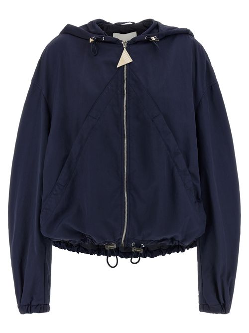 Polyamide Hooded Bomber Jacket — Navy