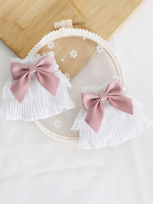 Sweet Lolita Accessories Pink Bows Oversleeves Polyester Fiber Miscellaneou