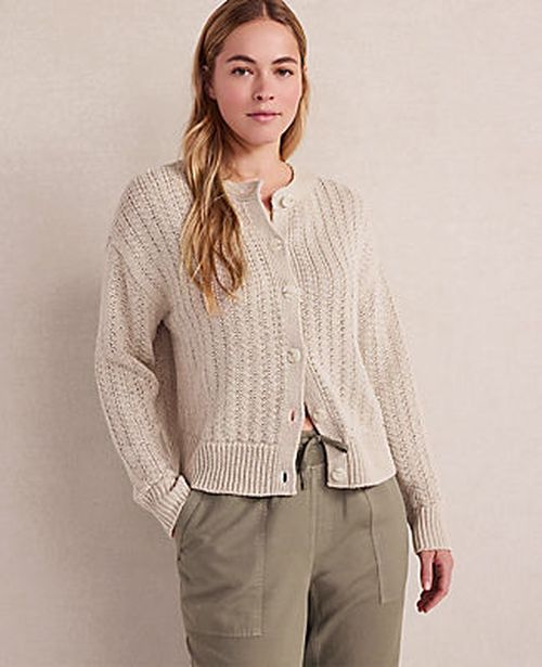 Ann Taylor Haven Well Within Linen Tape Yarn Cardigan