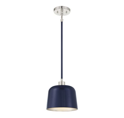 Trade Winds Nora 1-Light Pendant in Navy Blue with Polished Nickel - TW72118NBLPN