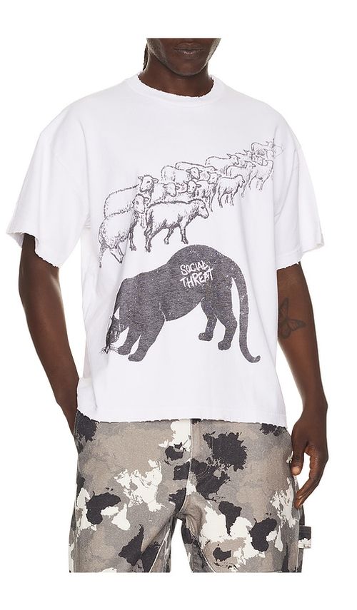 Barriers Worldwide Social Threat Tee in White. S. Also in M, L, XL/1X