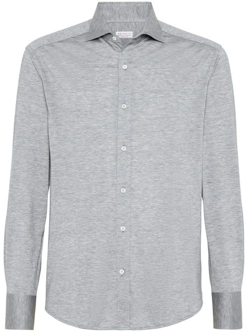 Silk And Cotton Jersey Shirt With Spread Collar