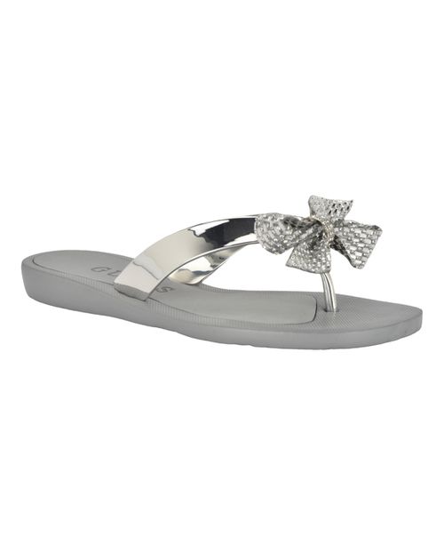 Women's Tata Eva Fashion Bow Detail Flip Flop Sandals - Silver