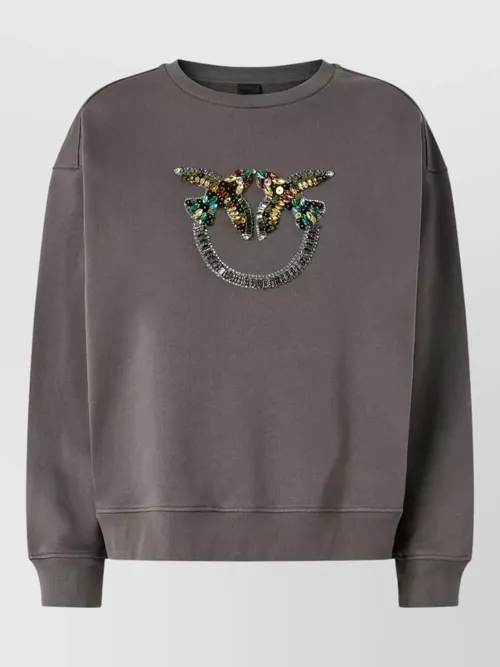 Pinko - crew neck embellished knit long sleeve top