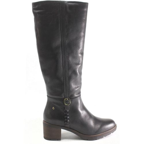 Pikolinos Llanes Calfskin Leather Women's Zip Up Stack Heeled Knee High Boots