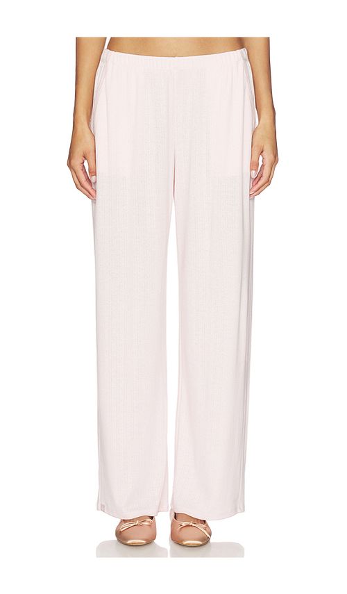 Barefoot Dreams Pointelle Rib Pant With Scallop Trim in Pink. S. Also in XS, M