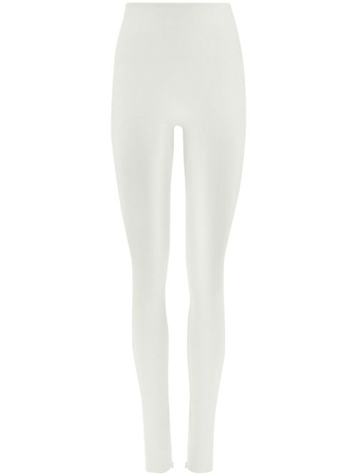 Zip-detail knitted leggings - White