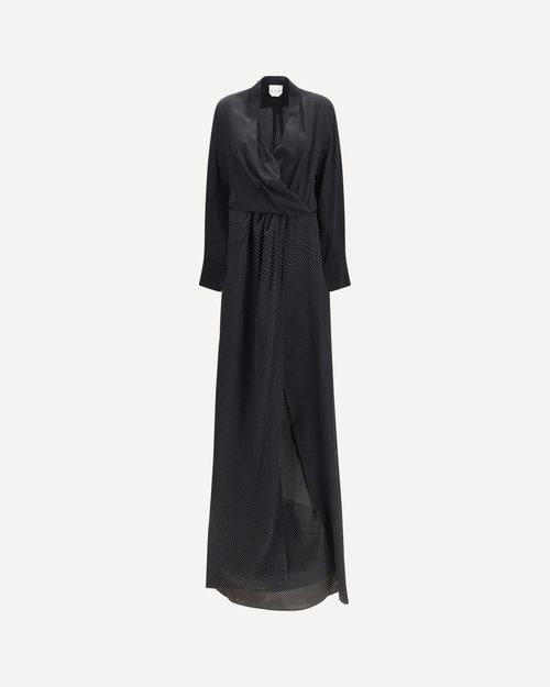 Criss Cross polka-dot silk crepe de chine maxi Dress Female 40