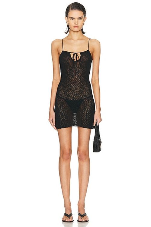 Ziah Open Knit Dress in Black - Black. M also in L