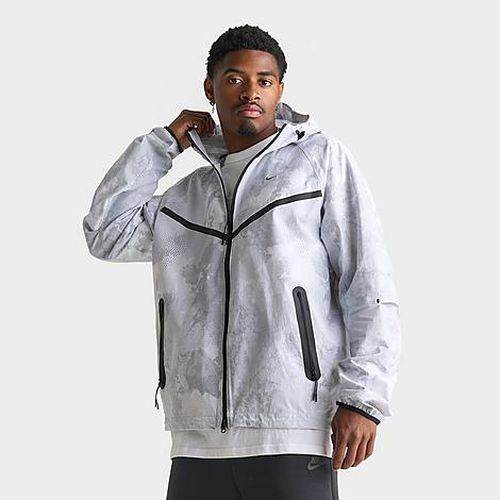 Men's Tech Windrunner Dri-FIT Allover Print Woven Full-Zip Jacket in Pure Platinum/Black