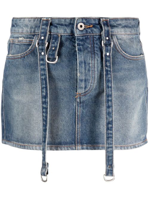 Logo-patch denim mini skirt - Blue