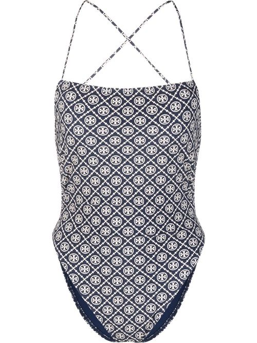 Monogram-pattern swimsuit - Blue