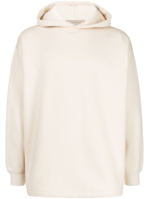 Debossed-logo cotton hoodie - Neutrals