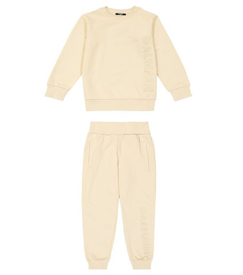 Cotton fleece sweatshirt and sweatpants set