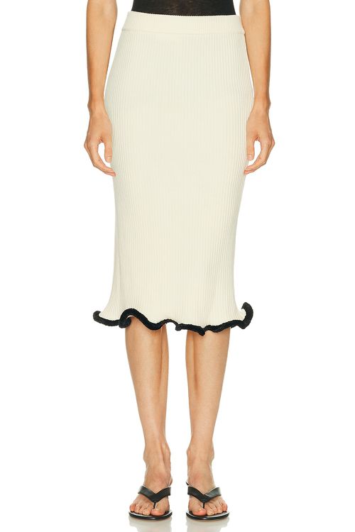 Jil Sander Velvet Frill Skirt in Cloud - Ivory.  42 also in