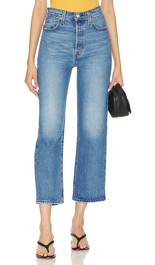 LEVI'S Ribcage Straight Ankle Jeans in Denim-Dark. -  29 also in 25, 26
