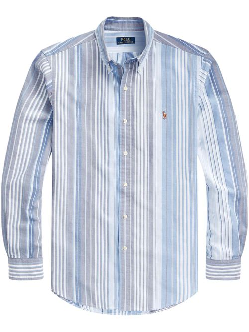 Stripe-pattern cotton shirt - Blue