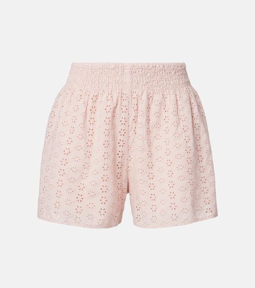 Iris embroidered cotton poplin shorts