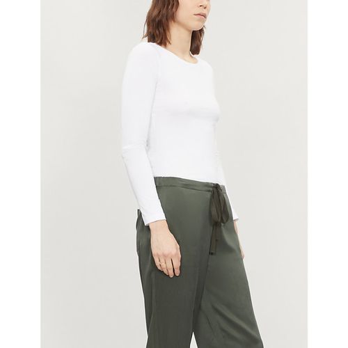 Womens White Essential Long Sleeve Stretch-cotton top