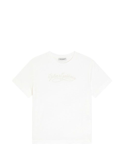 Embroidered Logo Round Neck Short Sleeve T-Shirt for Girls