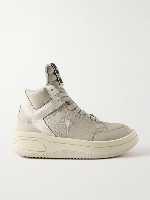 + Converse Turbowpn Textured-leather High-top Sneakers - Neutrals