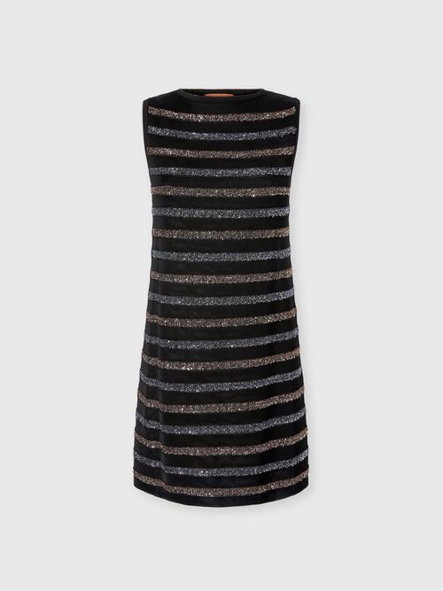Missoni - Sleeveless Striped Mini Dress with Sequins, Women, Green& Brown