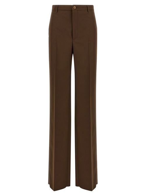 Wide-Leg Tailored Trousers — Brown