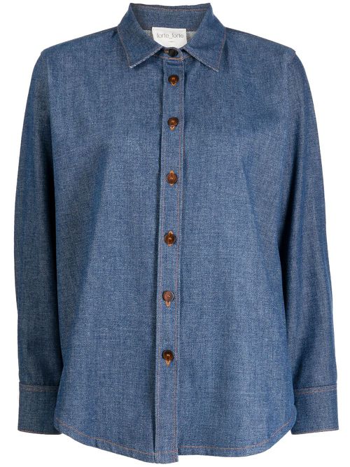 Spread-collar chambray shirt - Blue