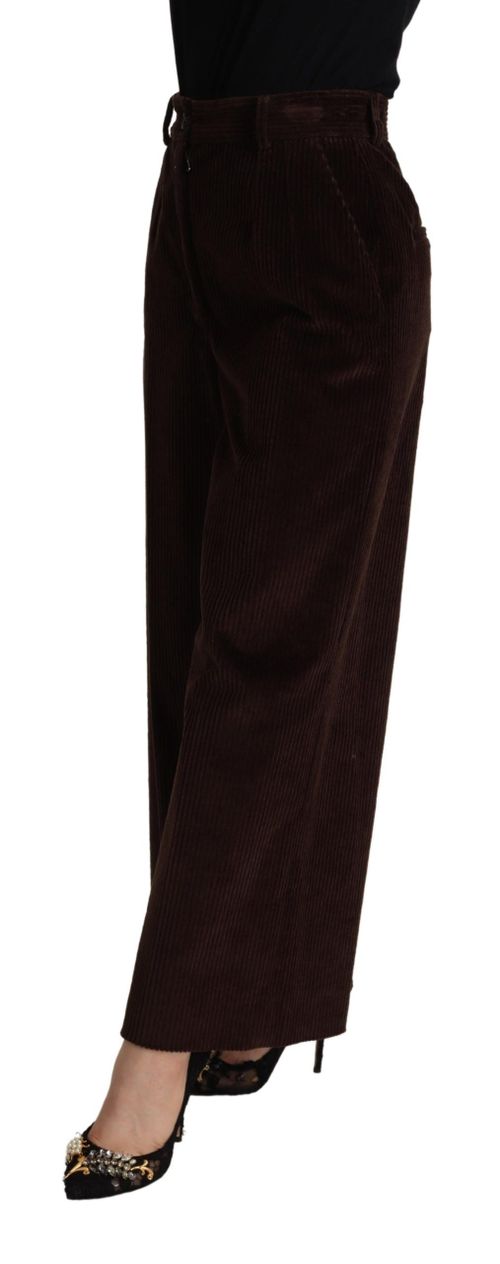 Wide-Leg Cotton Trousers — Brown