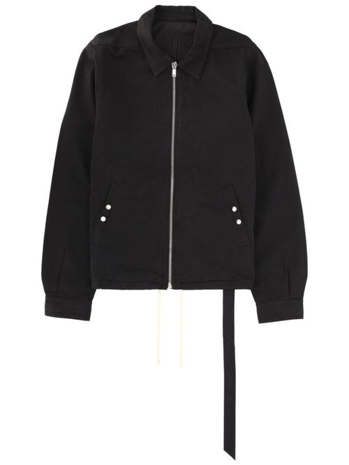 Black Solid Shirt Collar Jacket