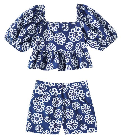 Fábula Floral cotton top and shorts set