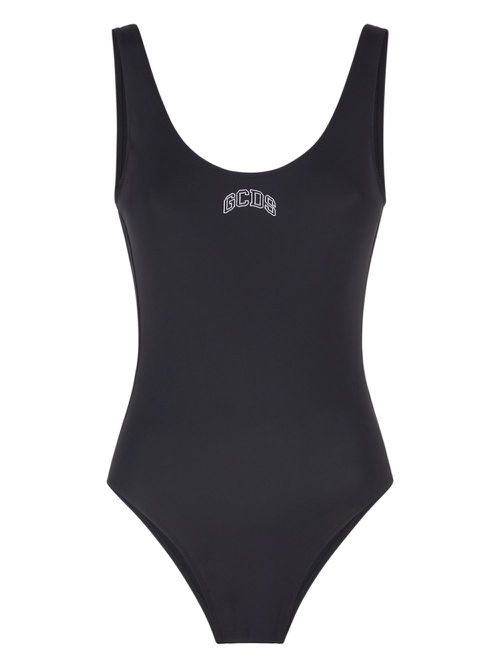 Logo-print low-back swimsuit - Black