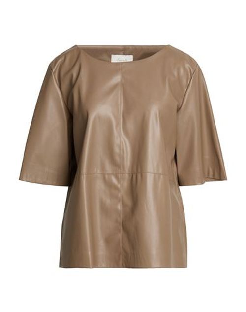 Woman Top Taupe Size M Polyurethane, Polyester