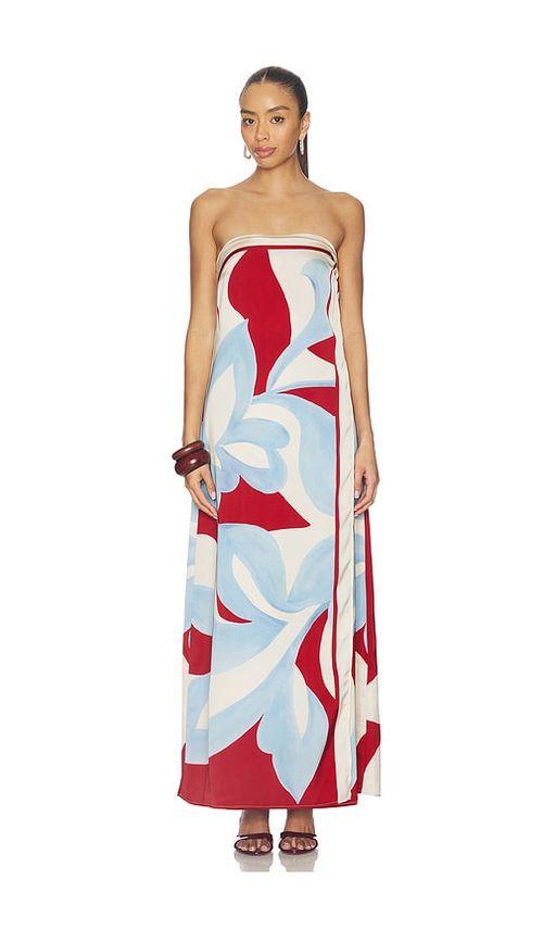SEVEN WONDERS Amoree Strapless Maxi Dress in Blue,Red. - S also in XS, M