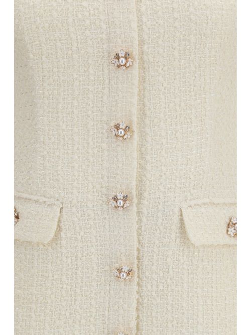 Bouclé Tailored Mini Dress — Beige