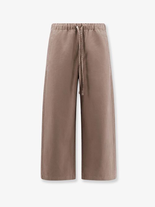 Wide-Leg Cotton Trousers — Brown