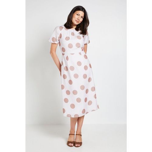 Wallis Womens Summer Polka Dot Tea Dress - White Viscose