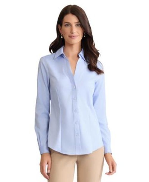 Womens Easy Care Button Up Long Sleeve Blouse